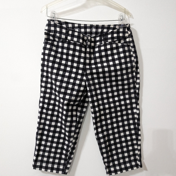 St Johns Bay Crop Pants Size 4 Black & White Plaid Checked - Picture 7 of 7